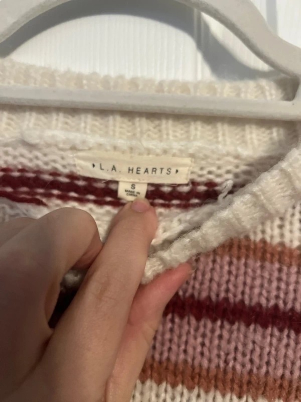 Cozy Cream & Pink Stripe Women's Sweater - Picture 3 of 3